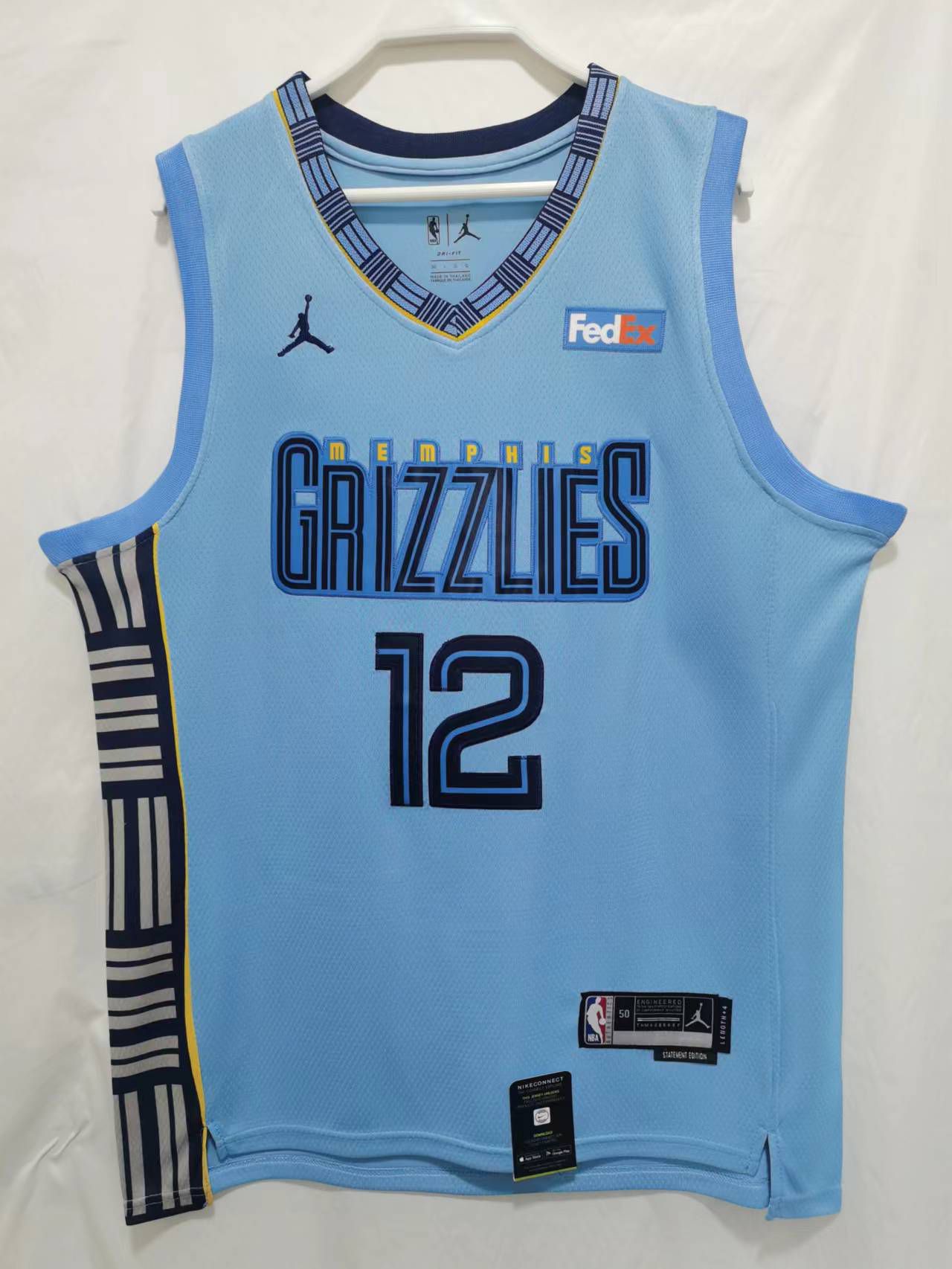 Men Memphis Grizzlies #12 Morant Light blue Game 22-23 NBA Jersey->new orleans pelicans->NBA Jersey
